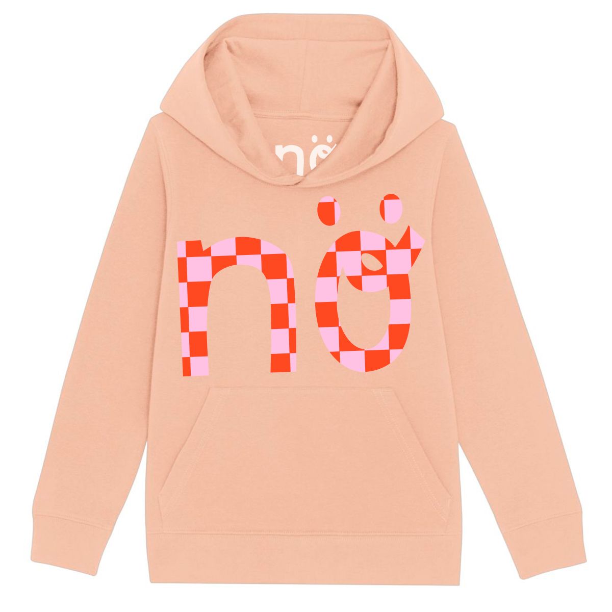 NÖ Kids Hoodie Neon Peach Check